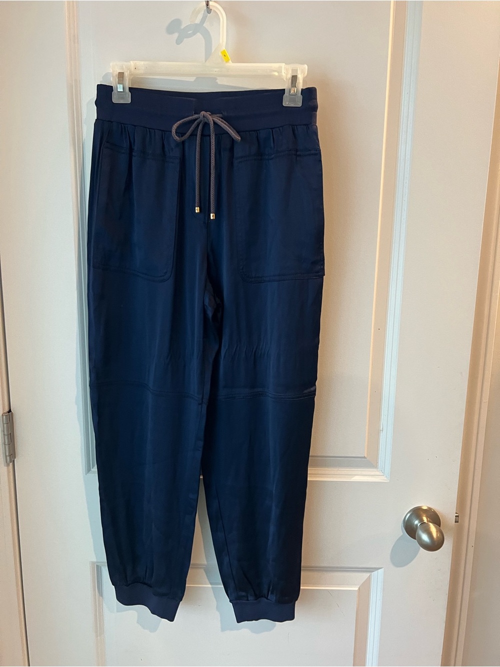 Trina Turk Navy silky look Drawstring Jogger Pants. Small